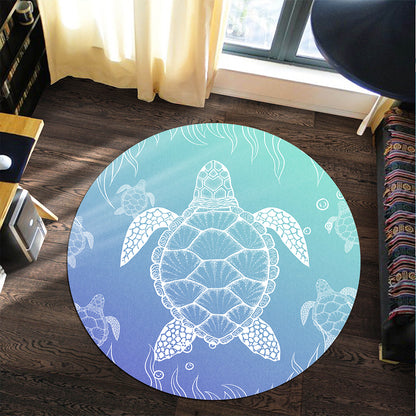 Hawaii Round Rug Turtle Gardiant Background