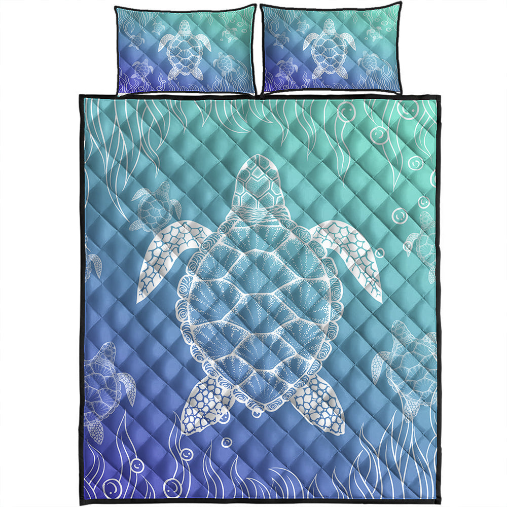 Hawaii Quilt Bed Set Turtle Gardiant Background