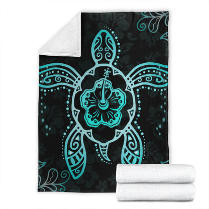 Hawaii Premium Blanket Turtle Hibiscus Blue