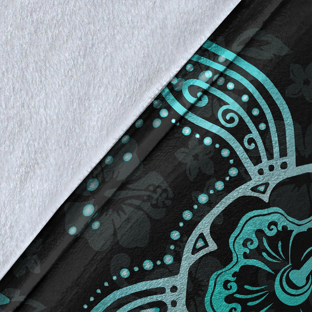 Hawaii Premium Blanket Turtle Hibiscus Blue