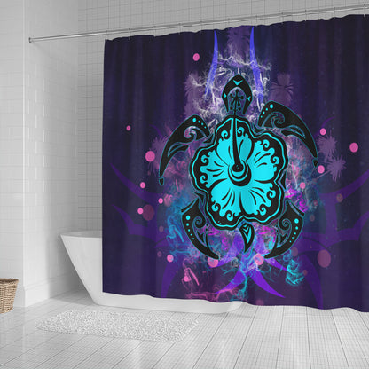 Hawaii Shower Curtain Turtle Hibiscus Galaxy Violet
