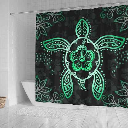 Hawaii Shower Curtain Turtle Hibiscus Green New