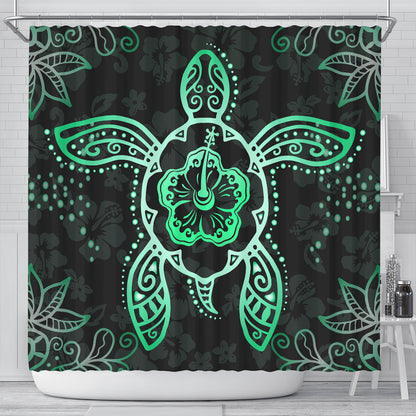 Hawaii Shower Curtain Turtle Hibiscus Green New