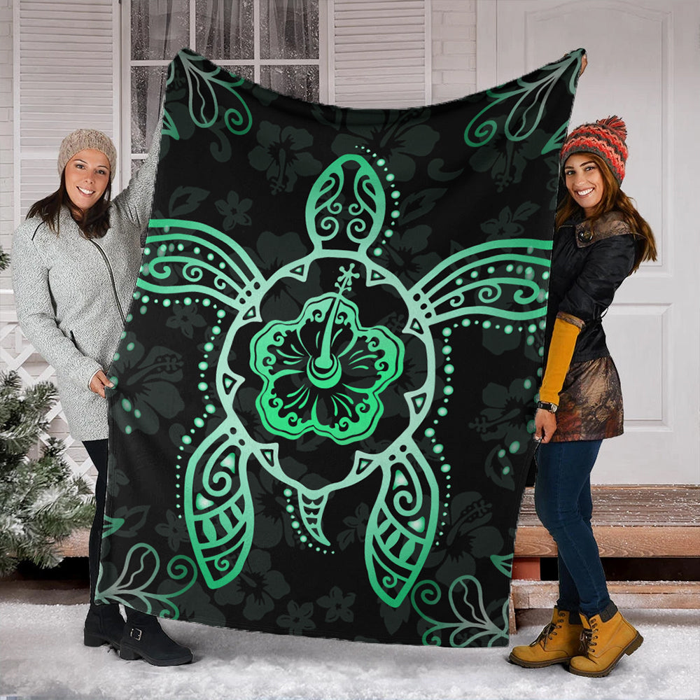Hawaii Premium Blanket Turtle Hibiscus Green New