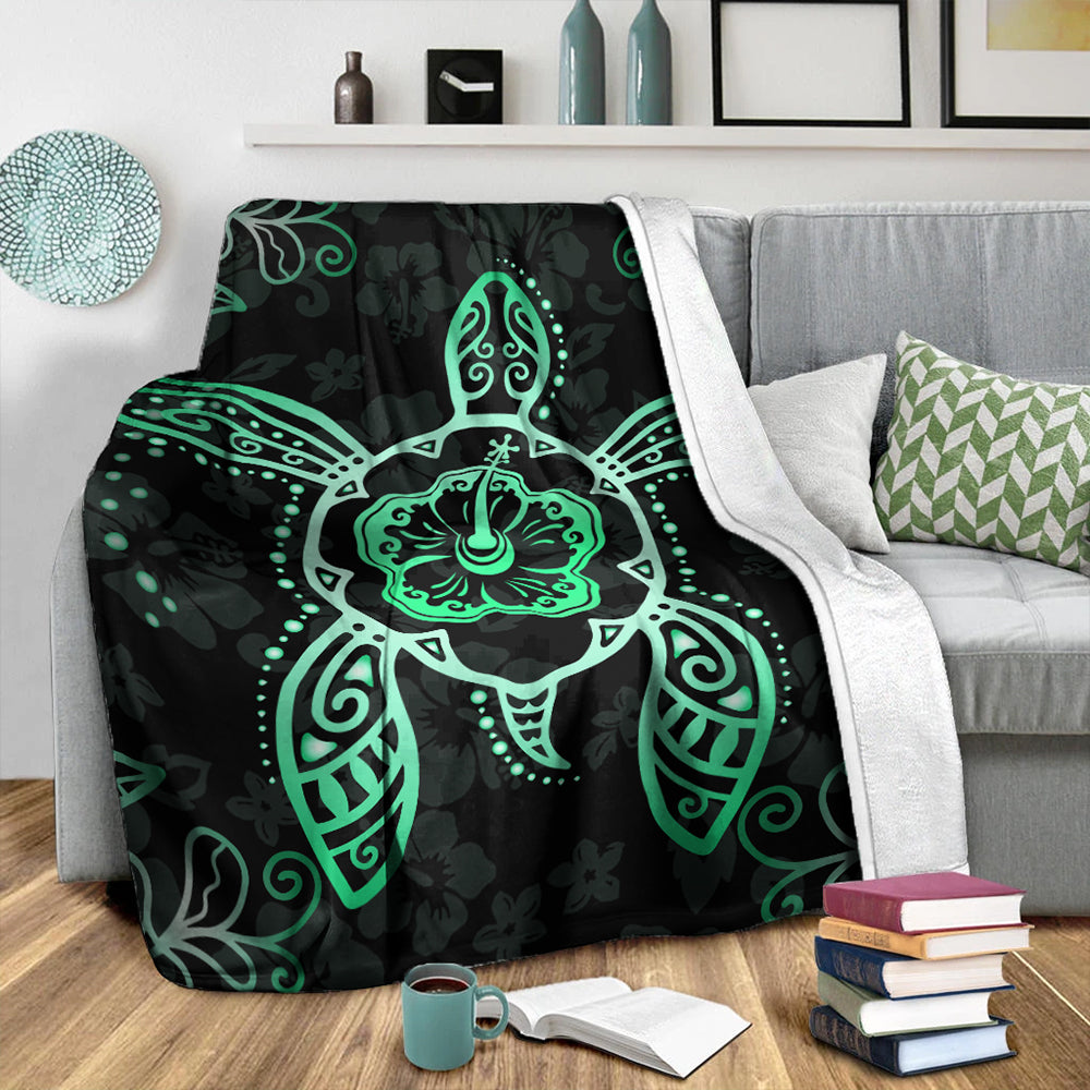 Hawaii Premium Blanket Turtle Hibiscus Green New
