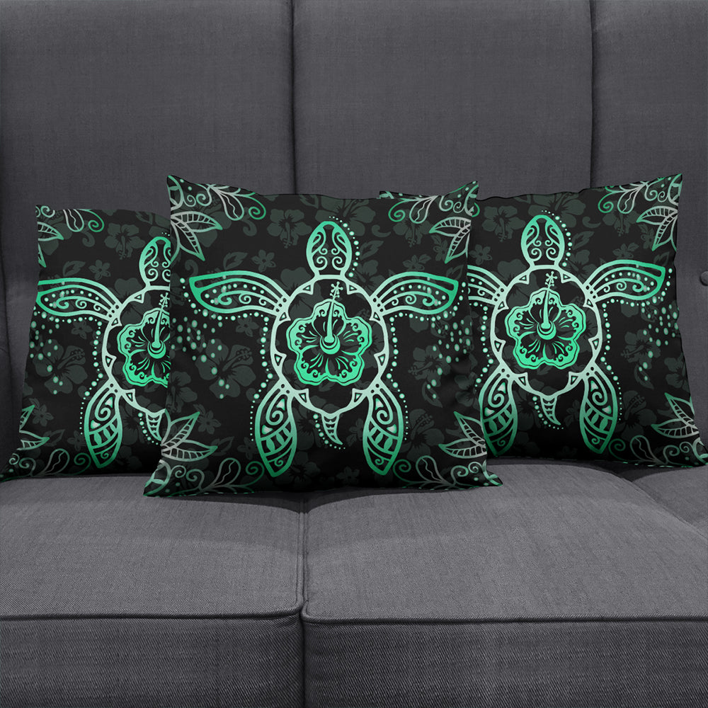 Hawaii Pillow Cover Turtle Hibiscus Green New