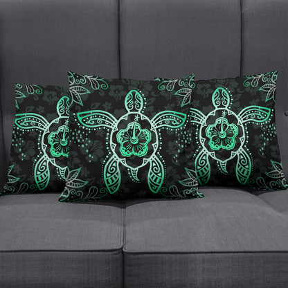 Hawaii Pillow Cover Turtle Hibiscus Green New
