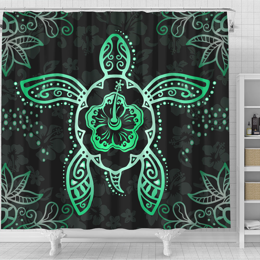 Hawaii Shower Curtain Turtle Hibiscus Green New