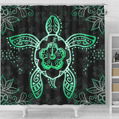 Hawaii Shower Curtain Turtle Hibiscus Green New