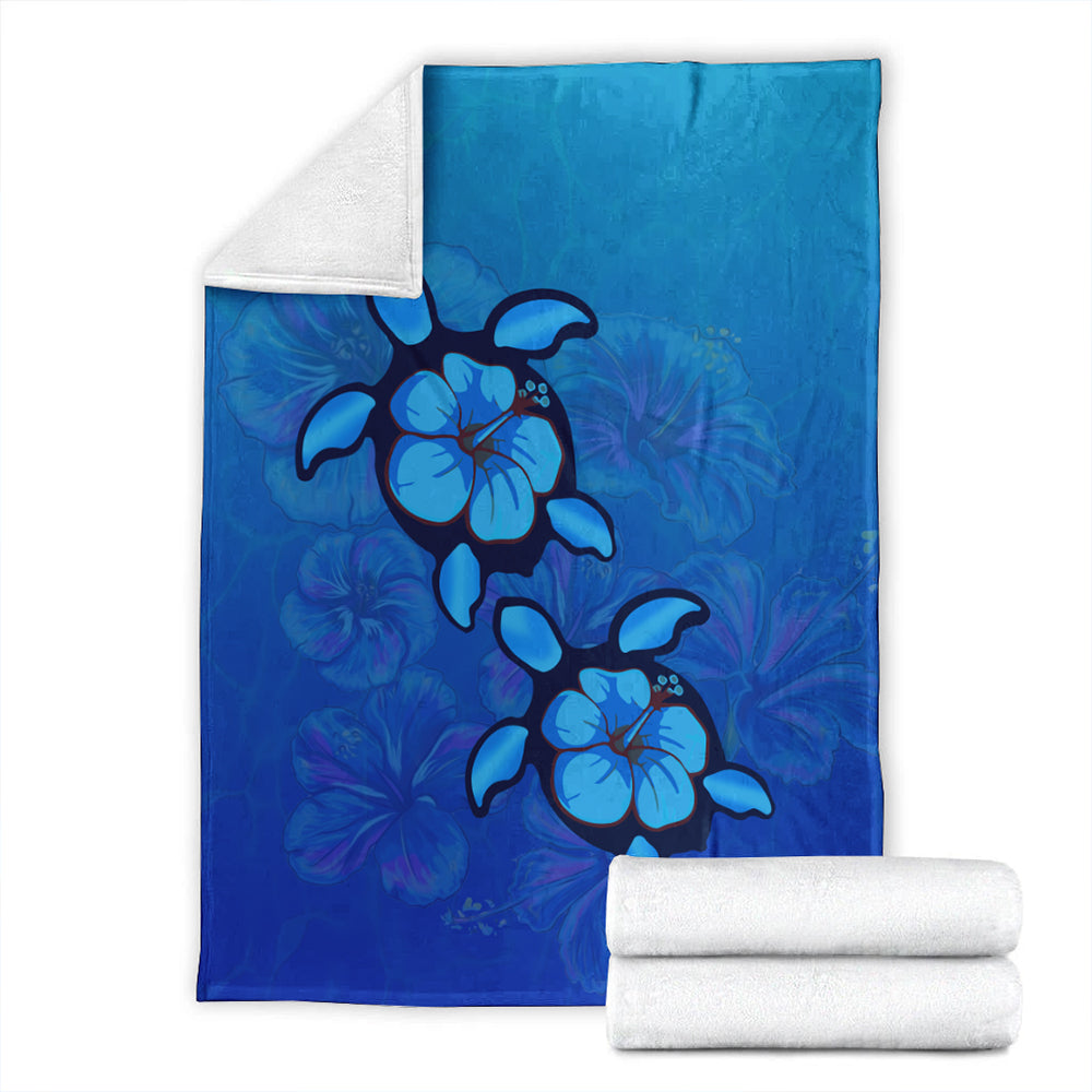 Hawaii Premium Blanket Turtle Hibiscus Ocean