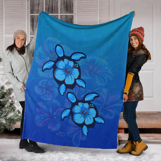 Hawaii Premium Blanket Turtle Hibiscus Ocean