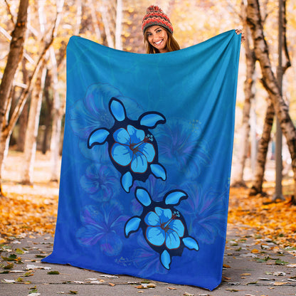 Hawaii Premium Blanket Turtle Hibiscus Ocean