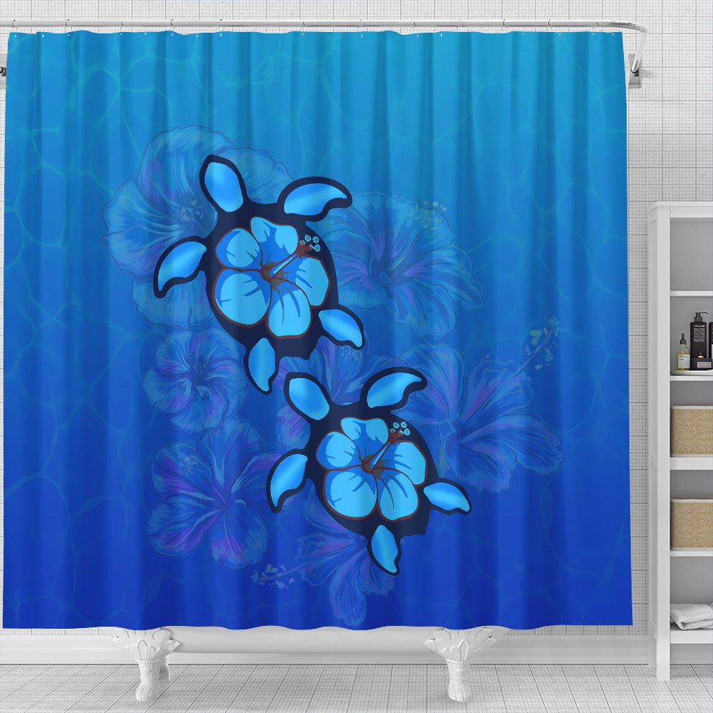 Hawaii Shower Curtain Turtle Hibiscus Ocean