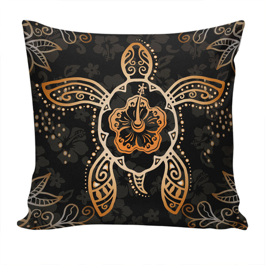Hawaii Pillow Cover Turtle Hibiscus Orange