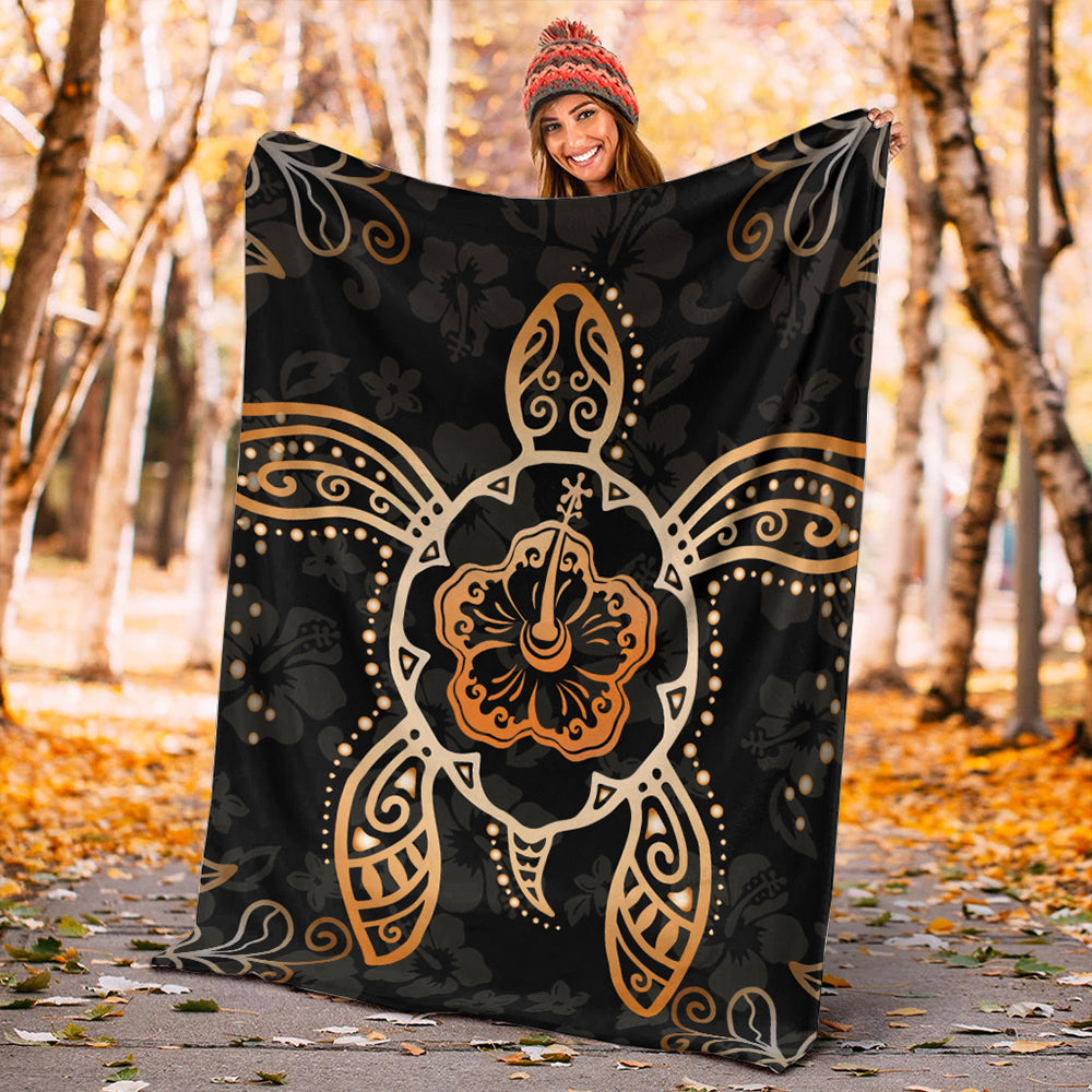 Hawaii Premium Blanket Turtle Hibiscus Orange