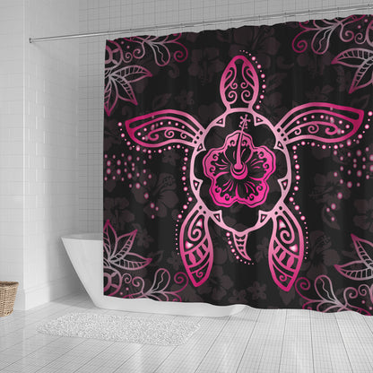 Hawaii Shower Curtain Turtle Hibiscus Pink