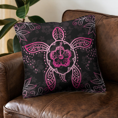 Hawaii Pillow Cover Turtle Hibiscus Pink