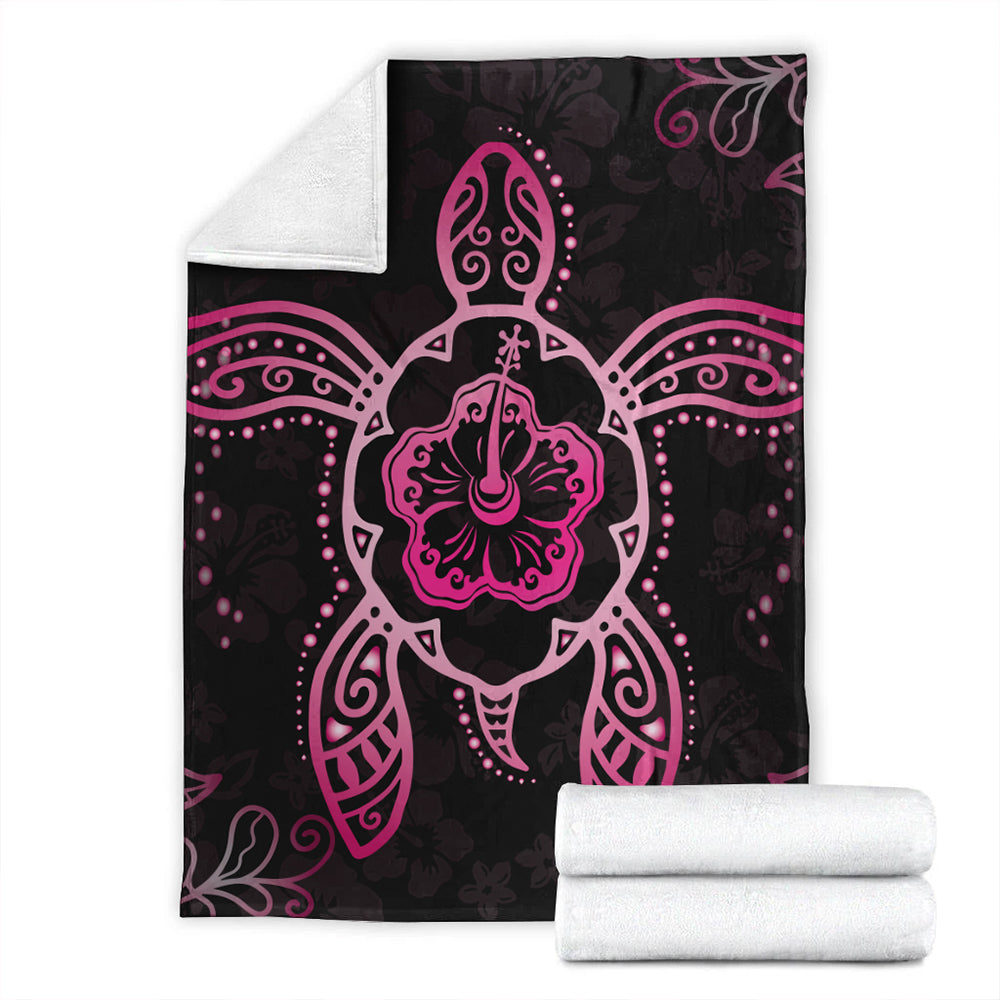 Hawaii Premium Blanket Turtle Hibiscus Pink