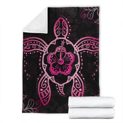 Hawaii Premium Blanket Turtle Hibiscus Pink