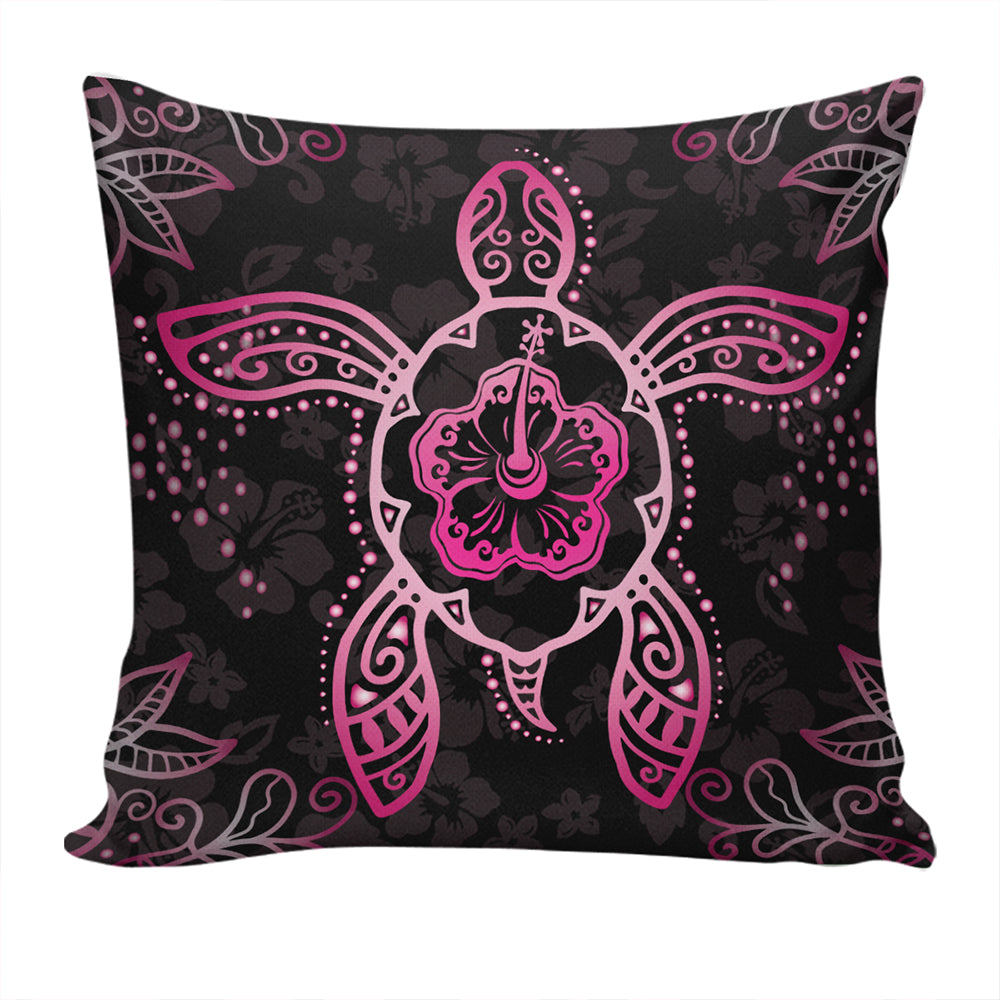 Hawaii Pillow Cover Turtle Hibiscus Pink