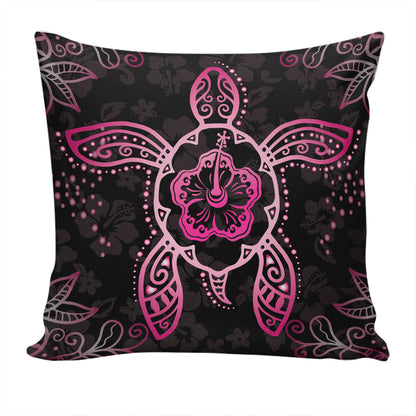 Hawaii Pillow Cover Turtle Hibiscus Pink