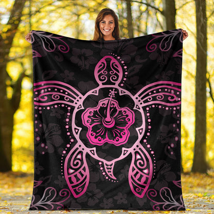 Hawaii Premium Blanket Turtle Hibiscus Pink