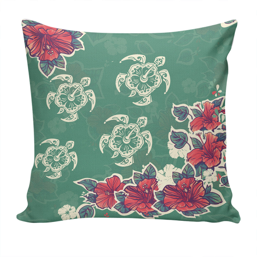 Hawaii Pillow Cover Turtle Hibiscus Summer