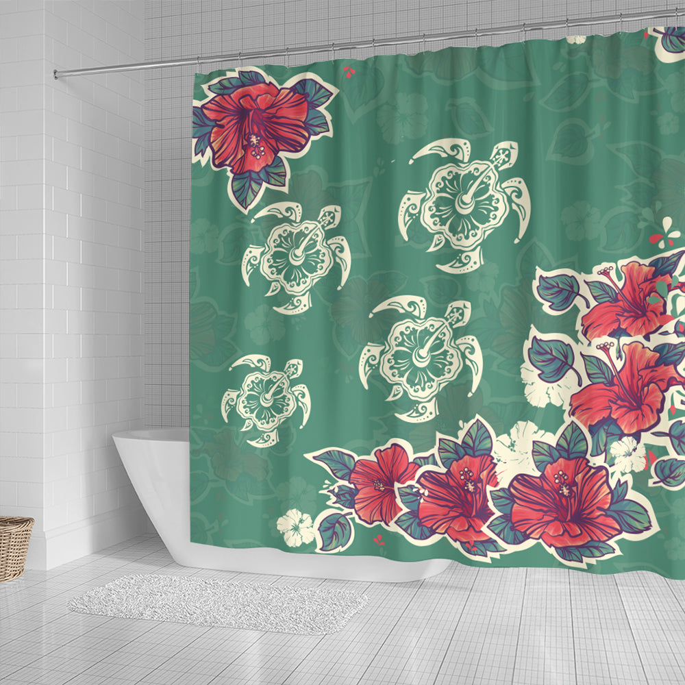 Hawaii Shower Curtain Turtle Hibiscus Summer