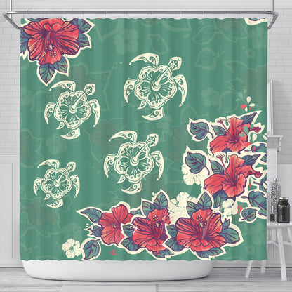 Hawaii Shower Curtain Turtle Hibiscus Summer