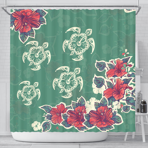 Hawaii Shower Curtain Turtle Hibiscus Summer
