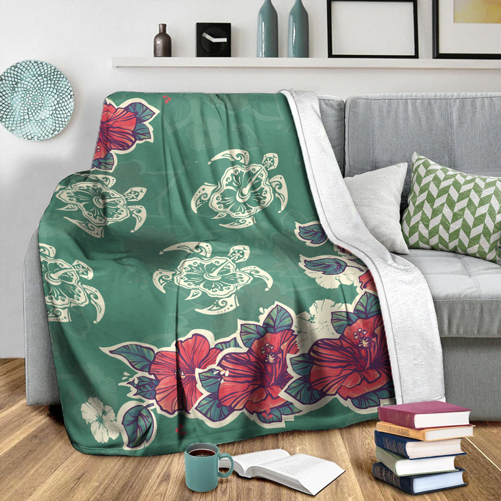 Hawaii Premium Blanket Turtle Hibiscus Summer