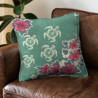 Hawaii Pillow Cover Turtle Hibiscus Summer