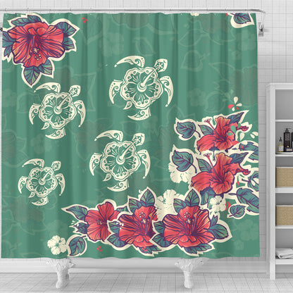 Hawaii Shower Curtain Turtle Hibiscus Summer