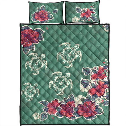 Hawaii Quilt Bed Set Turtle Hibiscus Summer