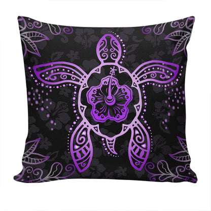 Hawaii Pillow Cover Turtle Hibiscus Violet