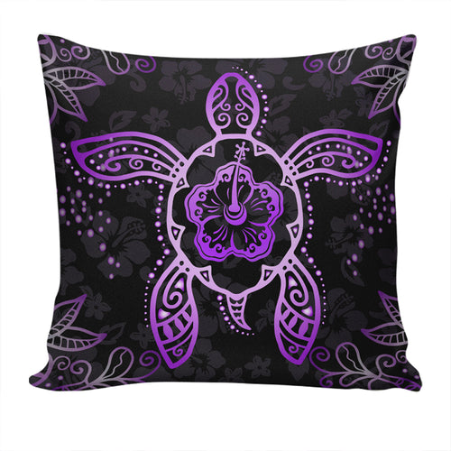 Hawaii Pillow Cover Turtle Hibiscus Violet