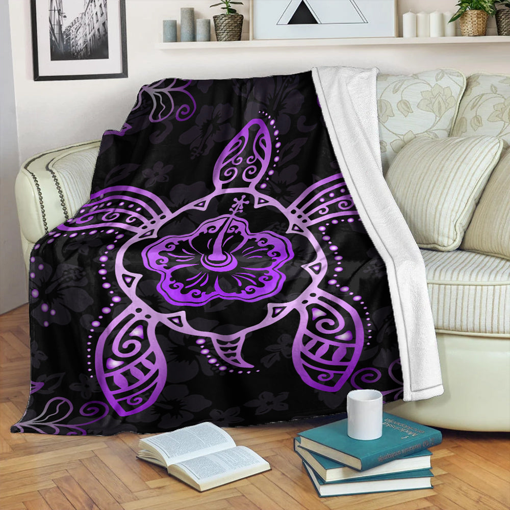 Hawaii Premium Blanket Turtle Hibiscus Violet