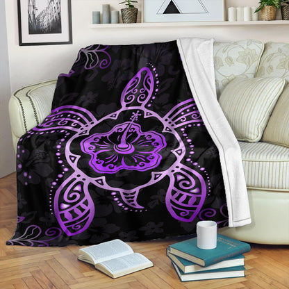 Hawaii Premium Blanket Turtle Hibiscus Violet