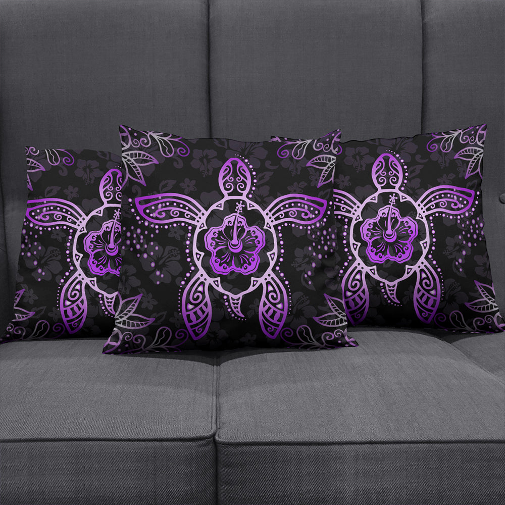 Hawaii Pillow Cover Turtle Hibiscus Violet