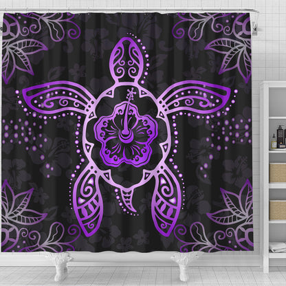 Hawaii Shower Curtain Turtle Hibiscus Violet
