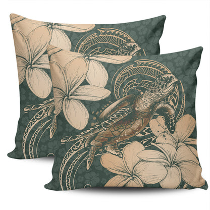 Hawaii Pillow Cover Turtle Map Plumeria Hibiscus Floral