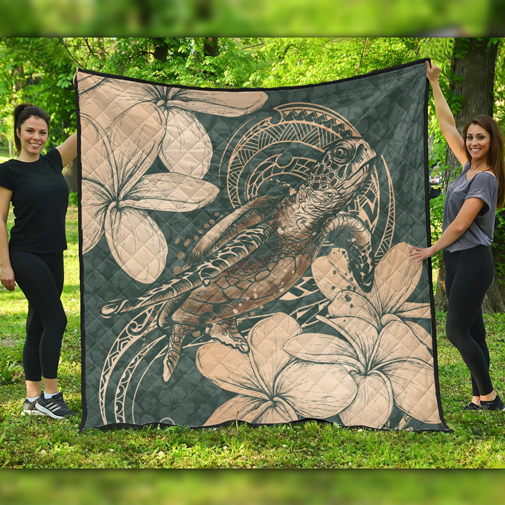 Hawaii Premium Quilt Turtle Map Plumeria Hibiscus Floral