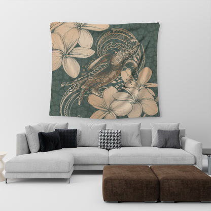 Hawaii Tapestry Turtle Map Plumeria Hibiscus Floral