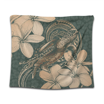 Hawaii Tapestry Turtle Map Plumeria Hibiscus Floral