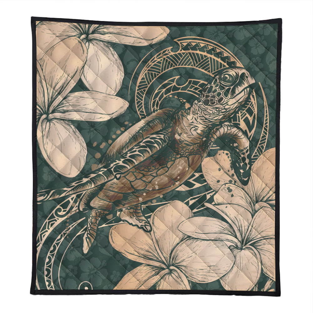 Hawaii Premium Quilt Turtle Map Plumeria Hibiscus Floral