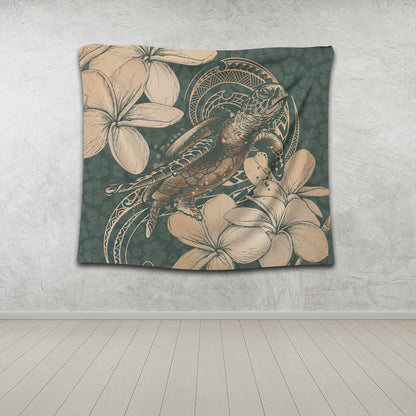 Hawaii Tapestry Turtle Map Plumeria Hibiscus Floral