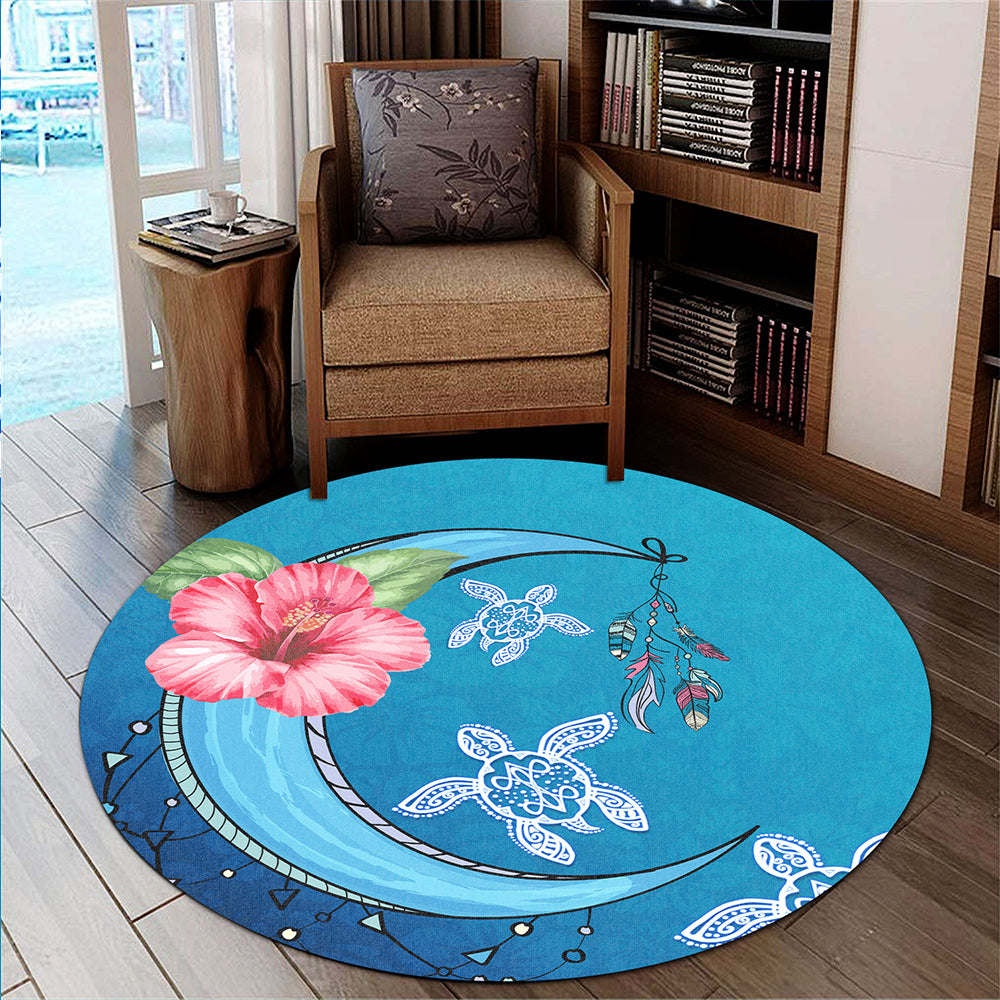 Hawaii Round Rug Turtle Moon Dream
