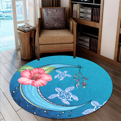 Hawaii Round Rug Turtle Moon Dream
