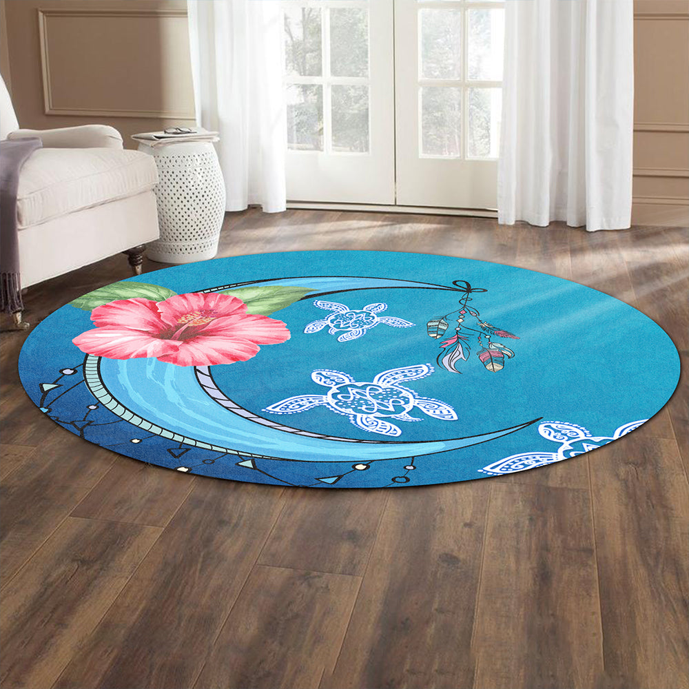Hawaii Round Rug Turtle Moon Dream