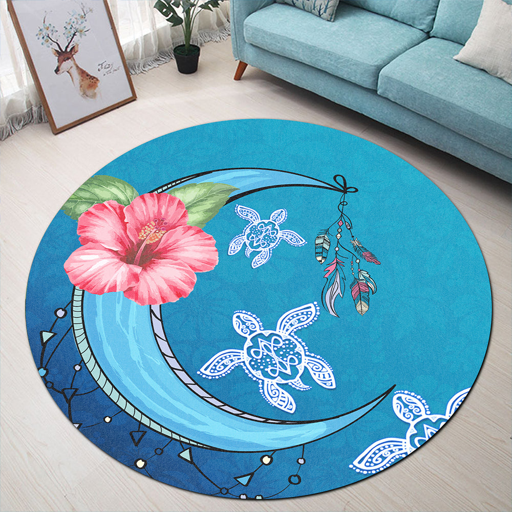 Hawaii Round Rug Turtle Moon Dream